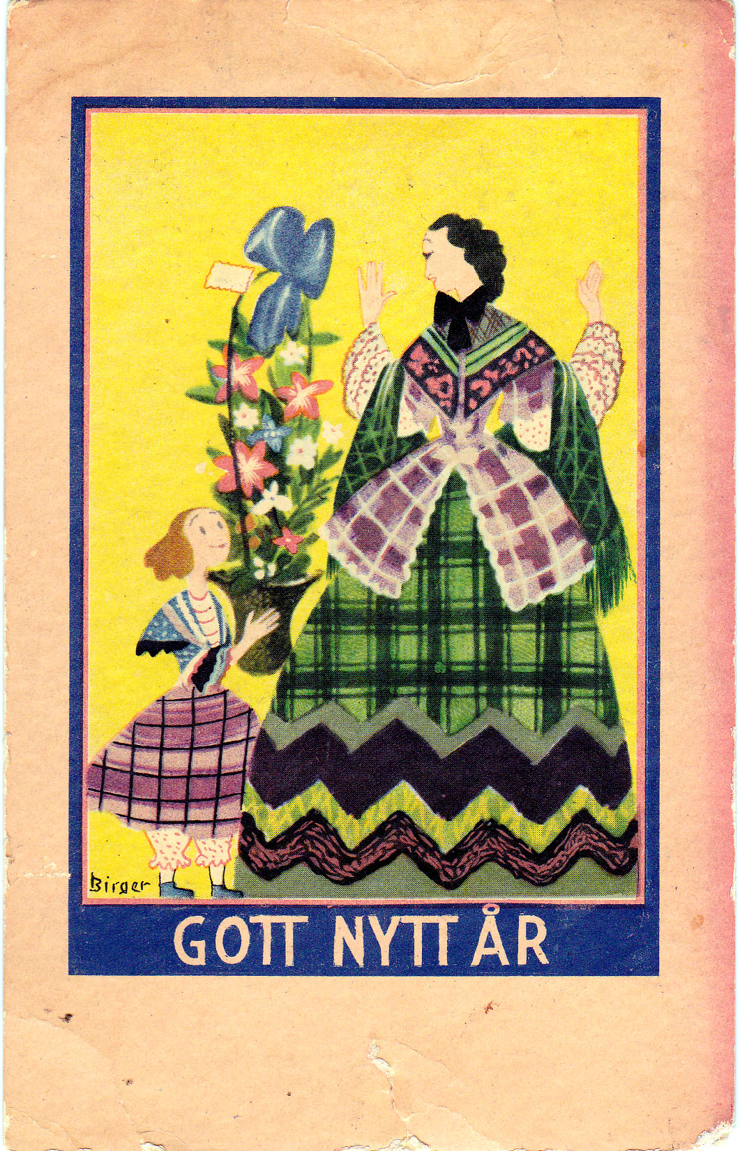 julkort från Hilding och Mimmi med familjer